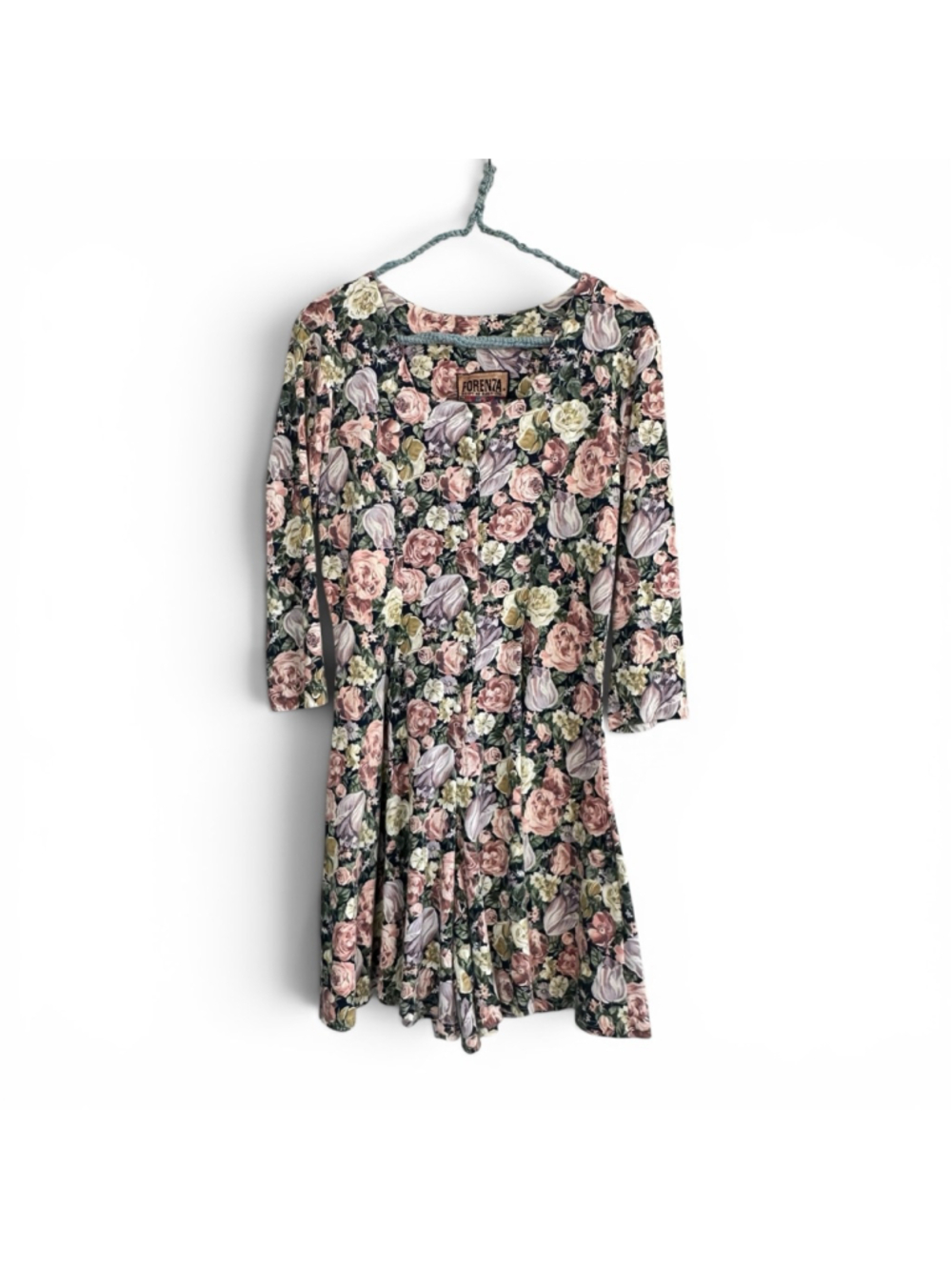 Vintage 90s Forenza Floral Romper Rose Print Cottagecore Grunge Dress Romp
